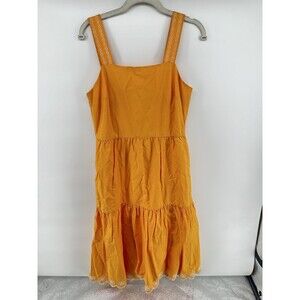 J. Crew 4 Maxi Dress Mustard Yellow Sleeveless Tiered Long Length Preppy Cotton